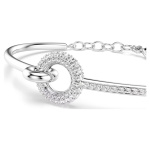 Dextera bangle Round cut, White, Rhodium plated